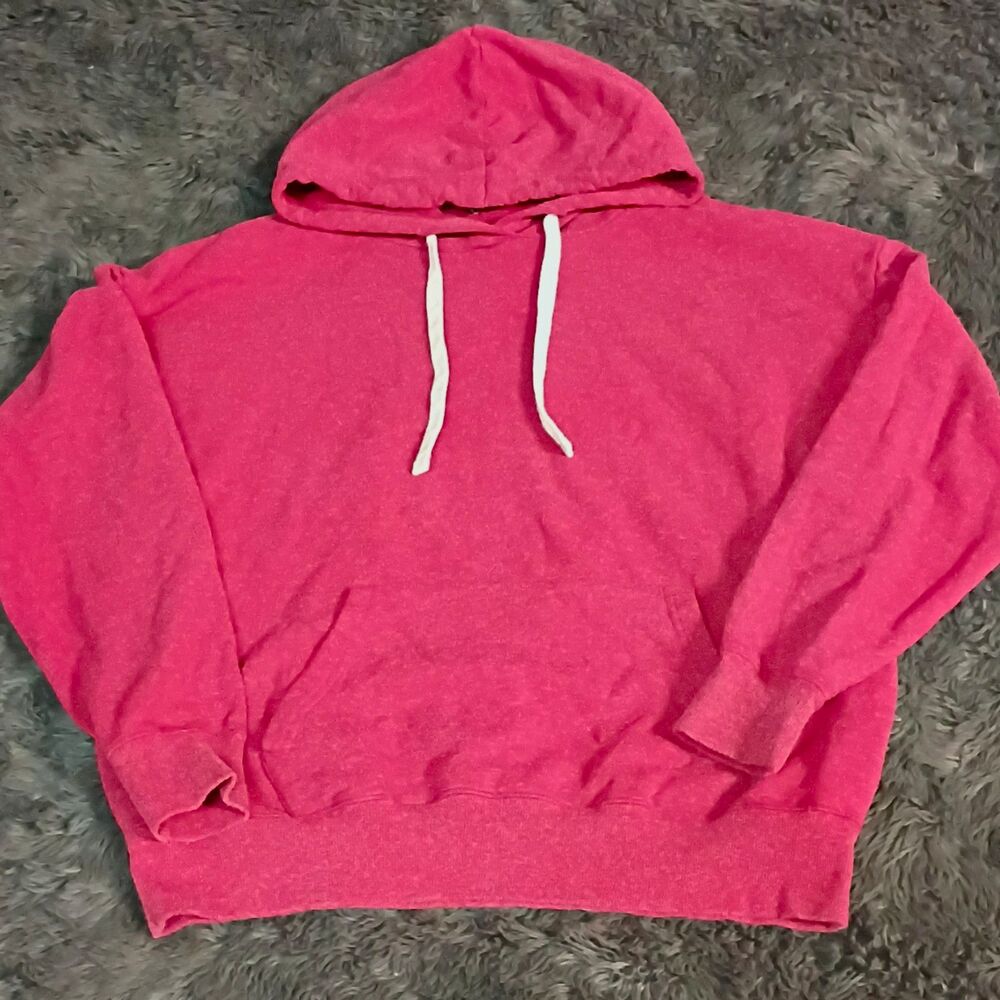 Buffalo David Bitton Men M Red Fleece Solid Drawstring Pullover Hoodie